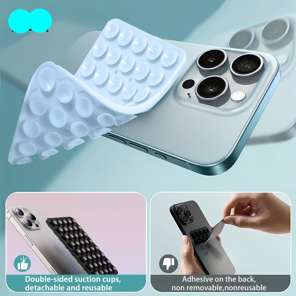 UNIVERSAL SUCTION PHONE MAT — STRONG GRIP WALL & BACK STICKER